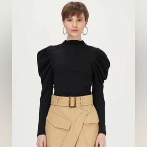 Gigot Sleeve Blouse, Black, Size M